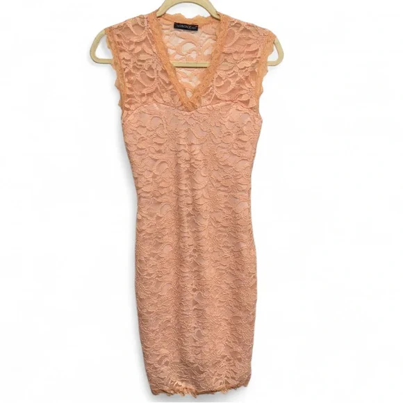 The Vintage Shop Peach Lace Midi Dress - Picture 2 of 7